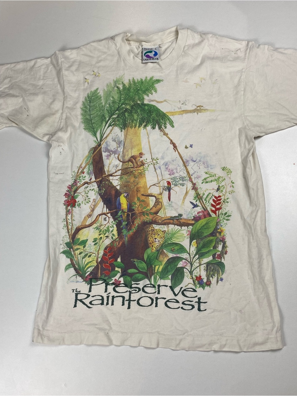 Vintage 90s Liquid Blue Preserve the Rainforest Tee - L